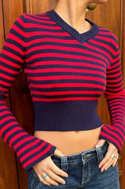 Subdued Maglione crop maniche flare Multicolor Clearance