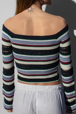 Subdued Maglione manica flare Multicolor Hot