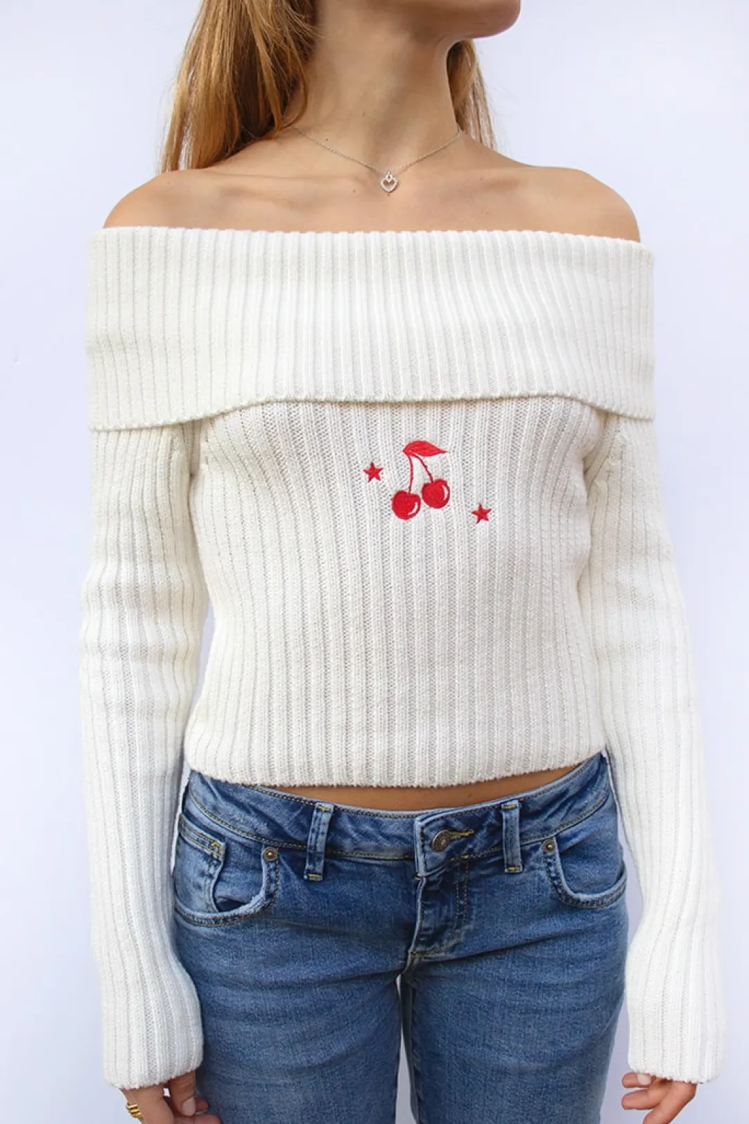 Subdued Maglione off-shoulders Cherry Multicolor Clearance