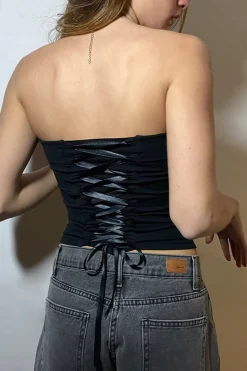 Subdued Top a fascia con lace-up Multicolor Clearance