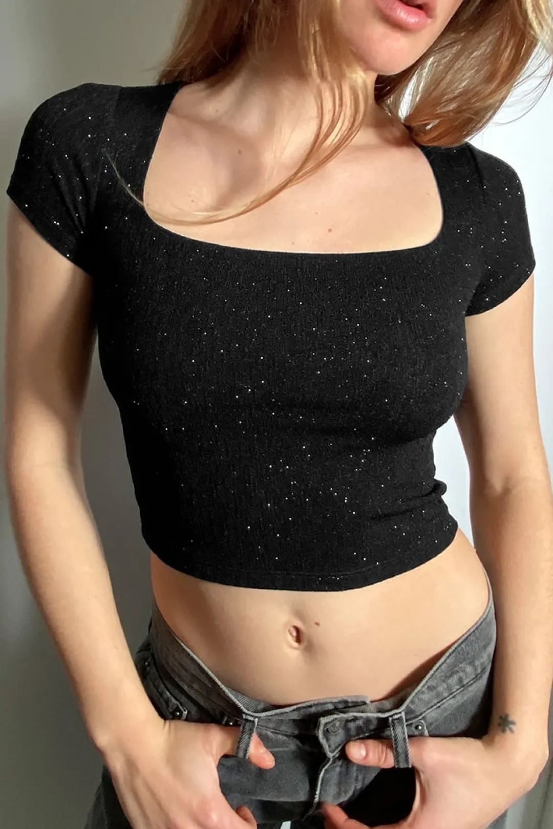 Subdued T-shirt crop scollo quadrato Multicolor