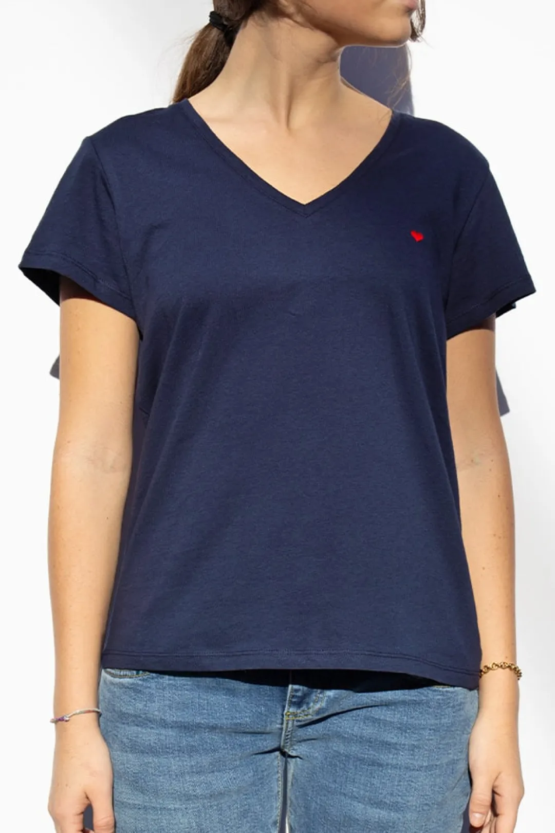 Subdued T-shirt scollo a V cuore Multicolor Online